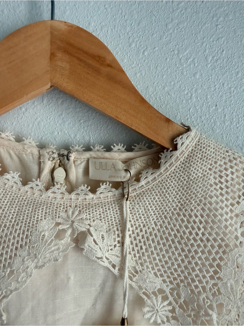 ULLA JOHNSON Romantic Lace-Detail Cream Women's Blouse NWT SZ 2 - Picture 5 of 7